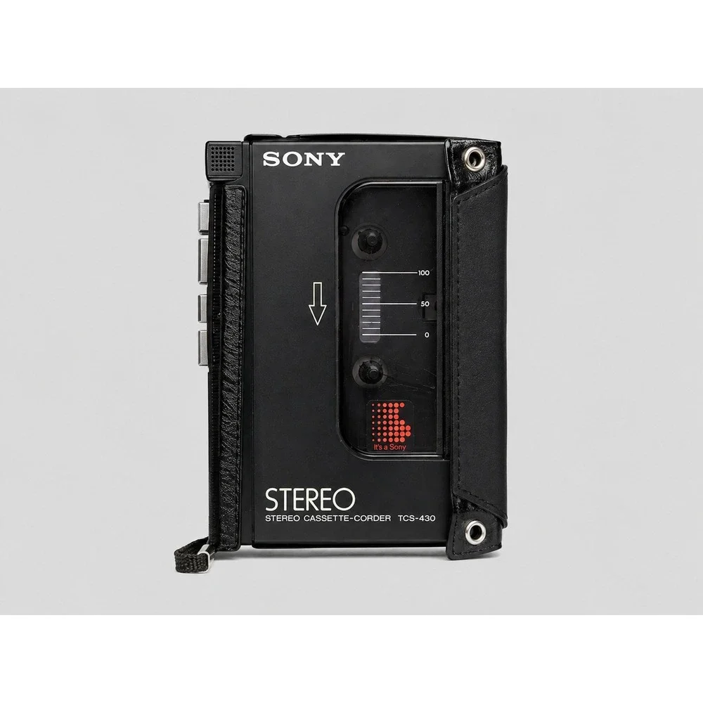 Sony TCS-430 Stereo Cassette-Corder Vintage Portable Tape Recorder Black Case